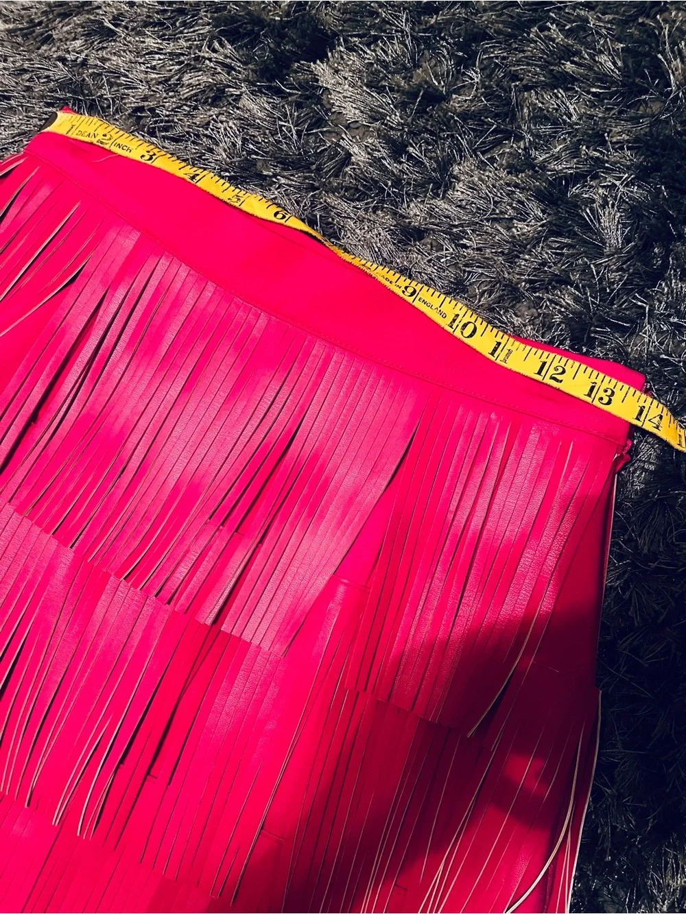 Tiered Fringe Mini Skirt in Hot Pink